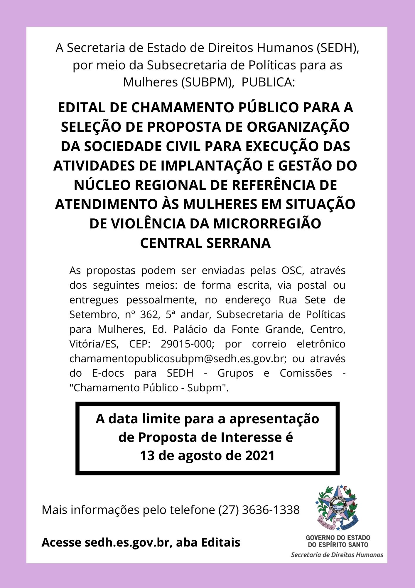 A Secretaria de Estado de Direitos Humanos (SEDH) -  (7)