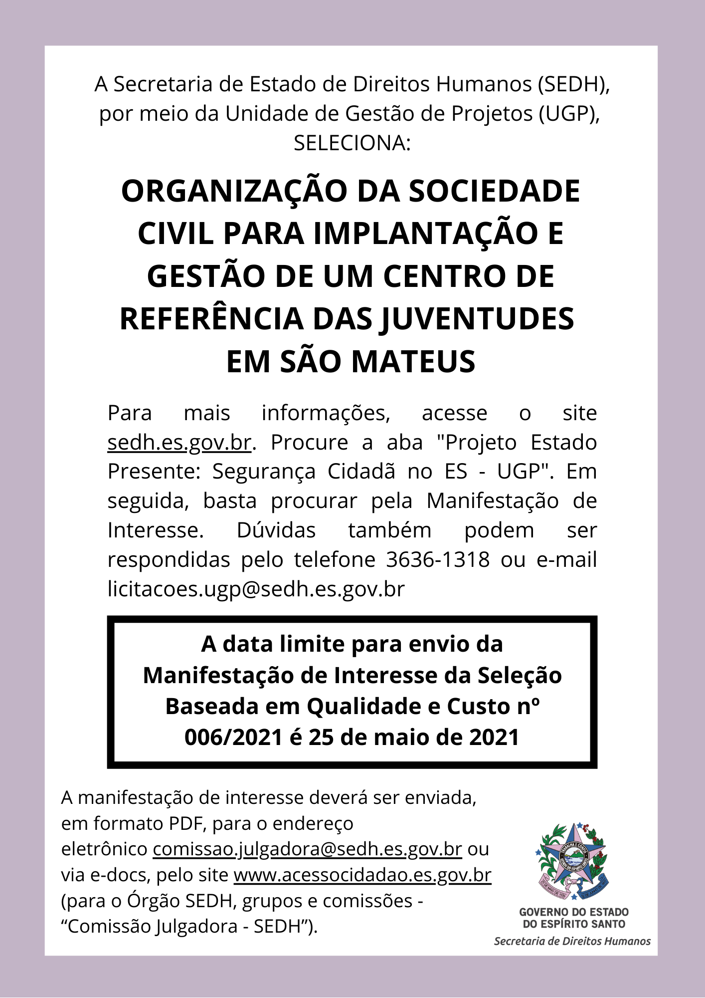 A Secretaria de Estado de Direitos Humanos (SEDH) -  (7)